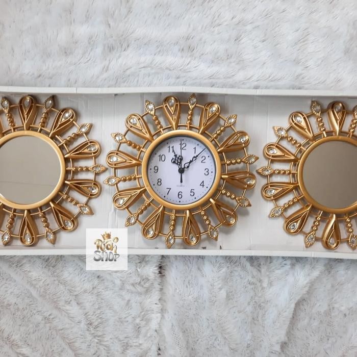 Jam Dinding Cermin Set Home Decor Wall Clock