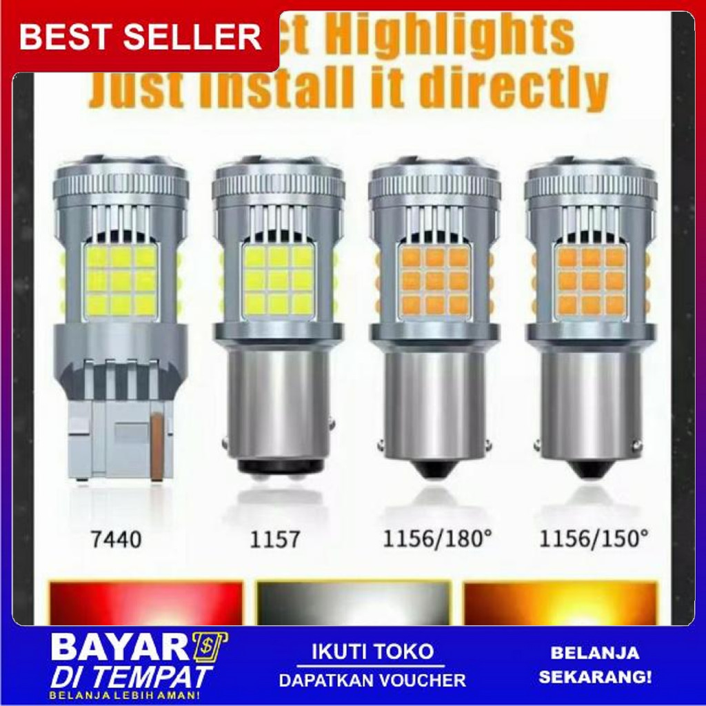FREE ONGKIR BOHLAM STOP LED SEIN SEN GHOST LASER AES 30W T20 BAYONET MOBIL BISA COD