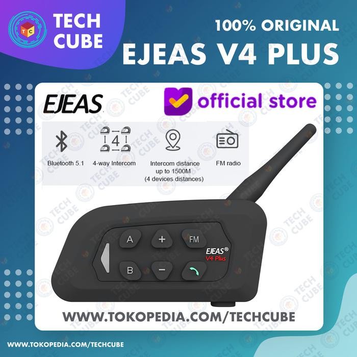 Termurah Ejeas V4 Plus Bluetooth Intercom V4 Helm Rider Helmet Alt Interkom V6