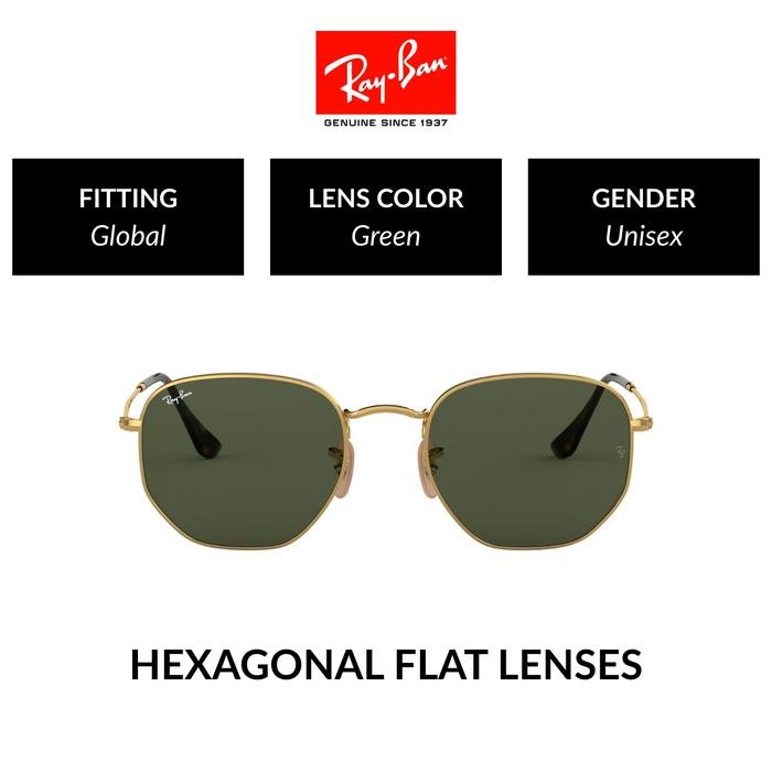 RAY-BAN HEXAGONAL RB3548N 1 Global Fitting Kacamata Hitam 51mm