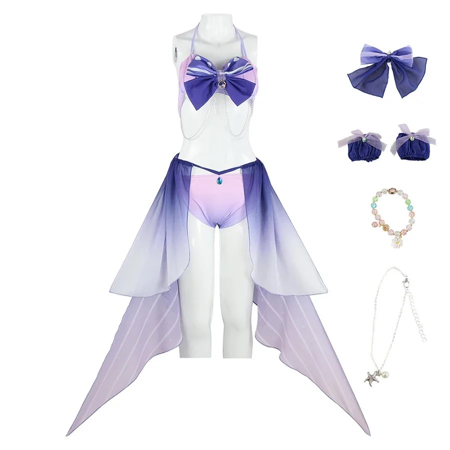 Kokomi Swimsuit Cosplay Costume Sangonomiya Kokomi Bikini Beach Bathing Suit Anime cosplay Bathing D