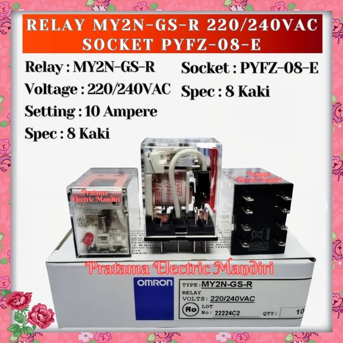 OMRON Relay MY2N-GS MY2N 220VAC 220V dan Socket PYF08A-E ORIGINAL