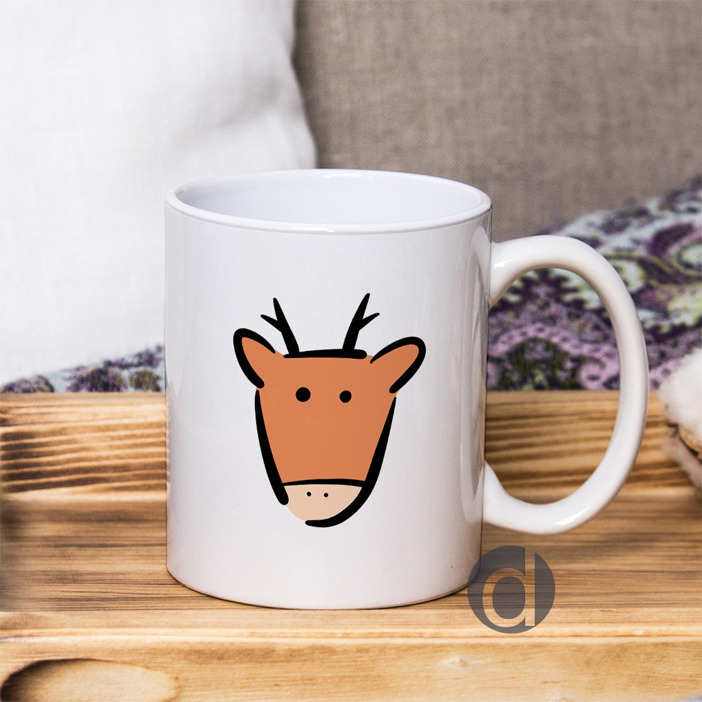 Mug Karakter Lucu Minimalis Hewan Rusa