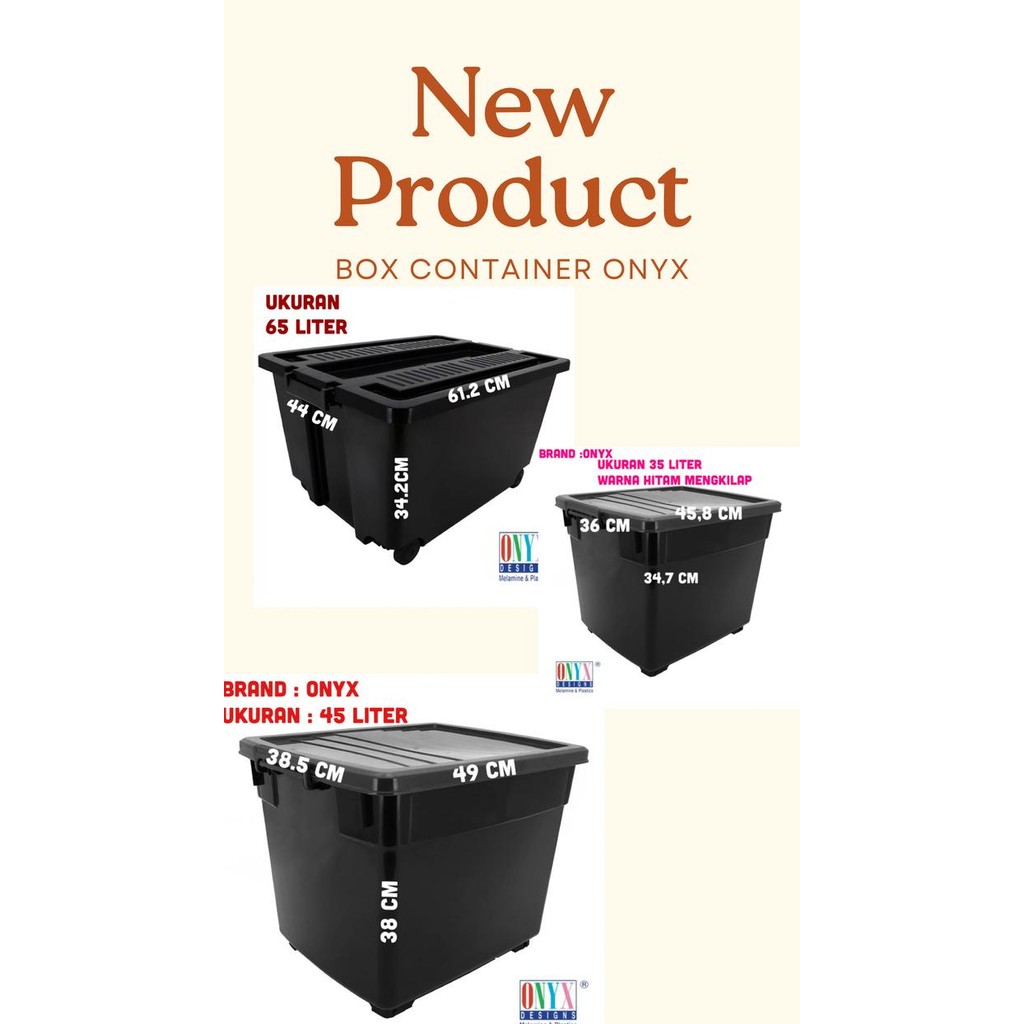BOX CONTAINER HITAM ONYX 65 LITER BOX ONYX 45 LITER CONTAINER BOX 35 L