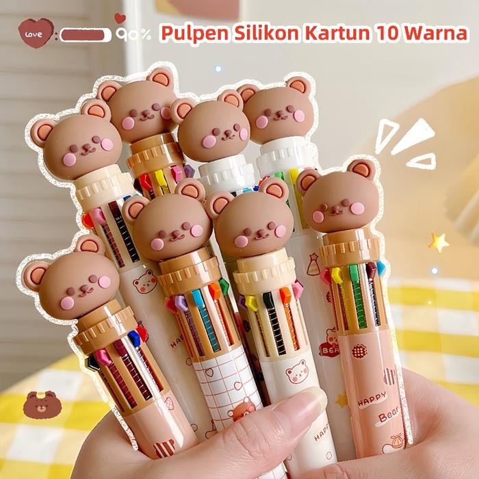 

READY Pulpen Bear Kartun Kawaii 0.5mm - 10 Warna Gel Sekolah & Kantor - Stationery