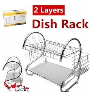 Rak Piring Stainless Jumbo 2 Susun Tingkat Peralatan Dapur Gratisongkir