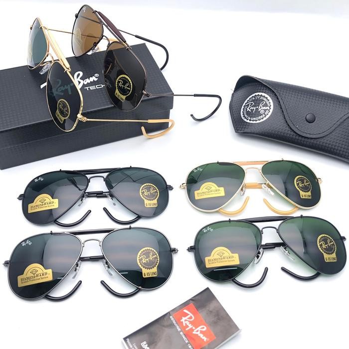 Bagus New Kacamata Hitam Pria Wanita Ray Ben Aviantor Uv Protection + Box