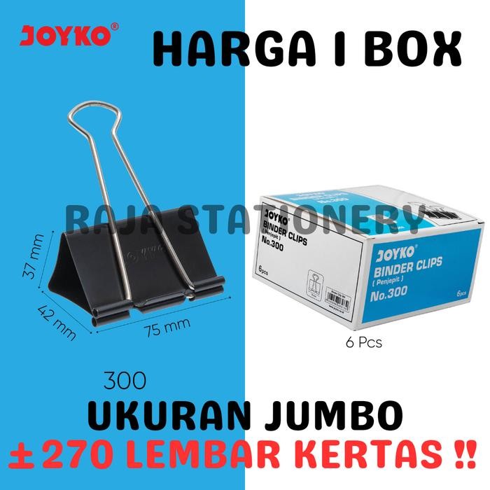 

Joyko Binder Clip 300 75mm BESAR JUMBO / Klip Penjepit Kertas BESAR No.300