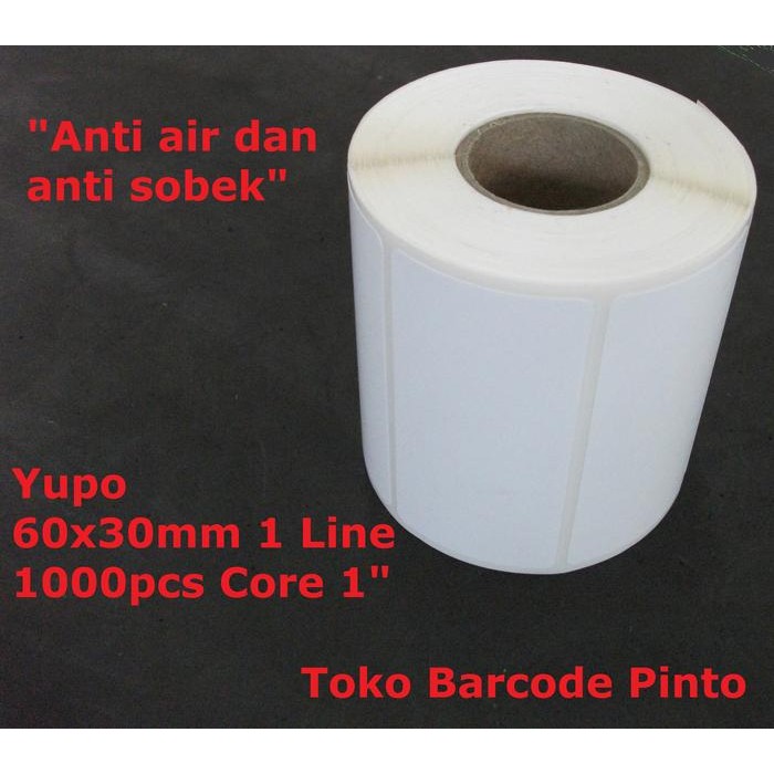 

Yupo 60x30mm Core 1" 1 Line 1000pcs Gap 2mm Label Sticker Barcode