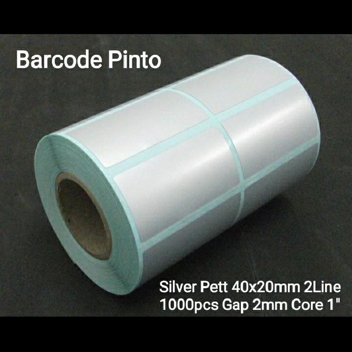 

40X20mm 2Line 1000Pcs Gap Core1",Silver Pet Mate,Label Stiker Barcode