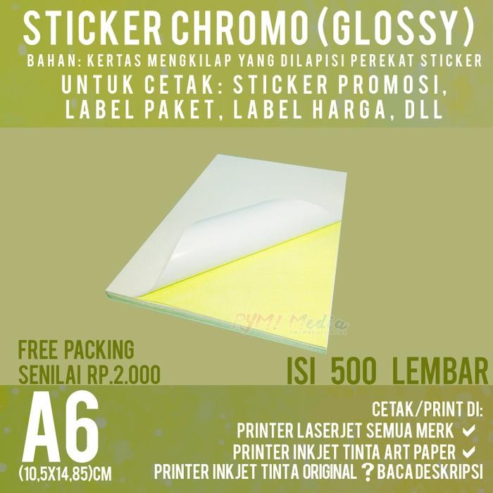 

PROMO 500 lembar Stiker Chromo A6 / Kertas Sticker A6 Glossy Mengkilap