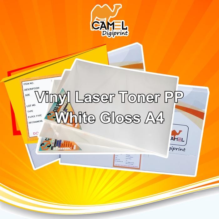 

Camel Sticker Vinyl Laser A4 PP PET White Gloss/White Matte/Transparan Clear Stiker Digiprint Anti