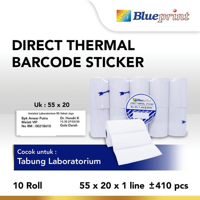 

Direct Thermal Sticker , Kertas Label Stiker BLUEPRINT 55 x 20 , 55x20 mm 1 Line - 10 Roll