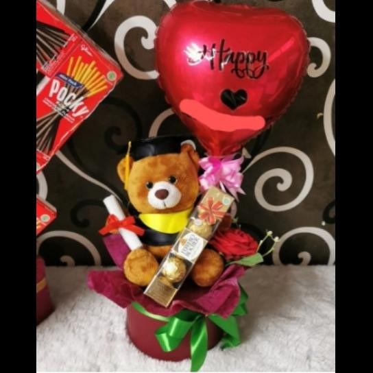 

Kado Hadiah Wisuda / Gift Set Graduation Boneka + Coklat + Balon