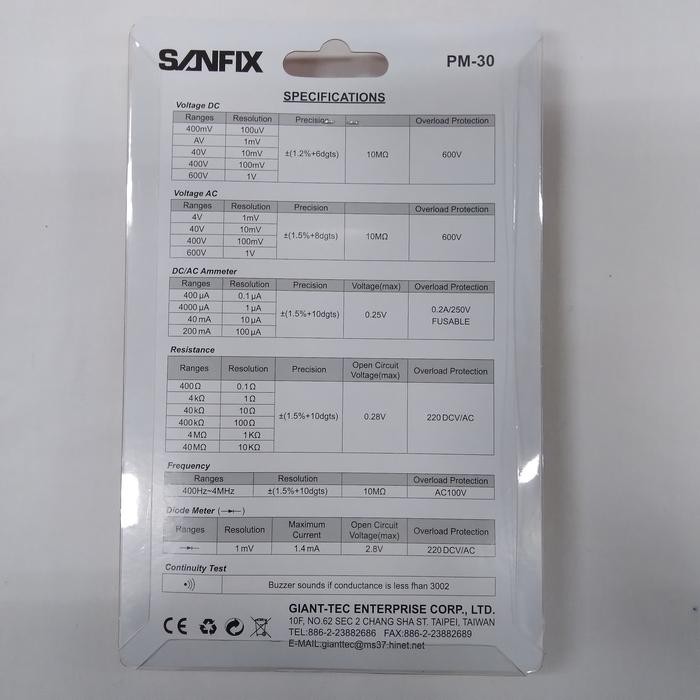 Berkualitas Sanfix Pm-30 Pocket Digital Multimeter / Multimeter Saku / Avometer