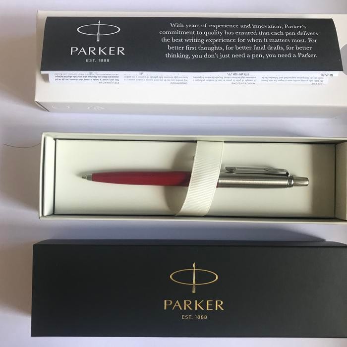 

Pulpen Parker Jotter SPC Ballpoint Merah Crome Trime ( Klip silver )