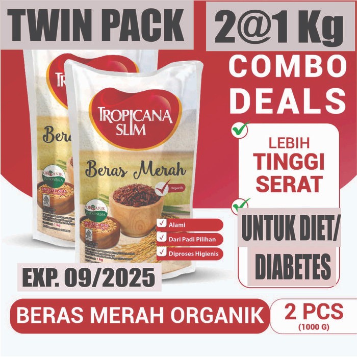 

Twin Pack TROPICANA SLIM Beras Merah Organik Diet Diabetes Pulen
