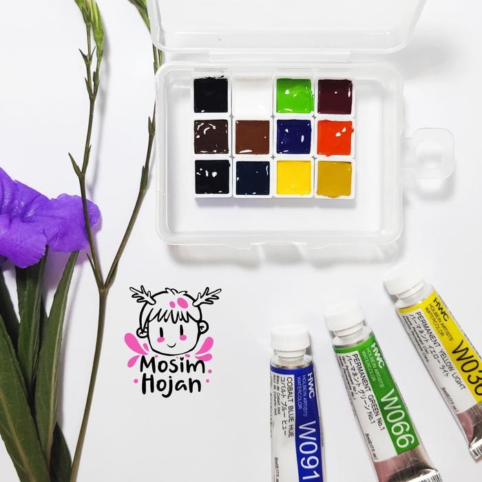 

Holbein cat air watercolor tube mini pan 12 warna