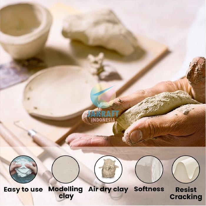 

(1 Pack) DYI Modelling Clay Drying Air DAS 1 KG Kilogram White Putih / Brown Teracota Cokelat Coklat