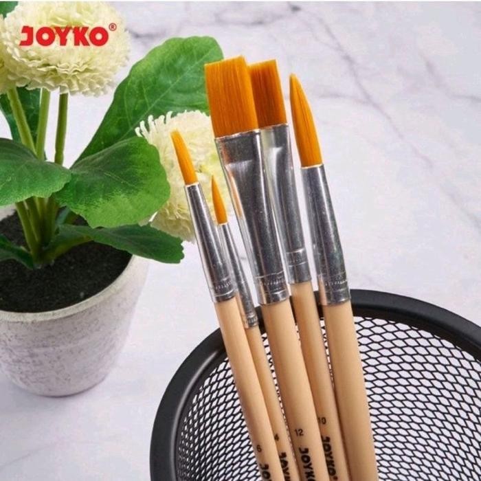 

Kuas Lukis Flat Brush Leo & Brush set (5 Pcs) Joyko BR -8 - Kuas Lukis 1 set isi 5 Pcs Nylon Brush