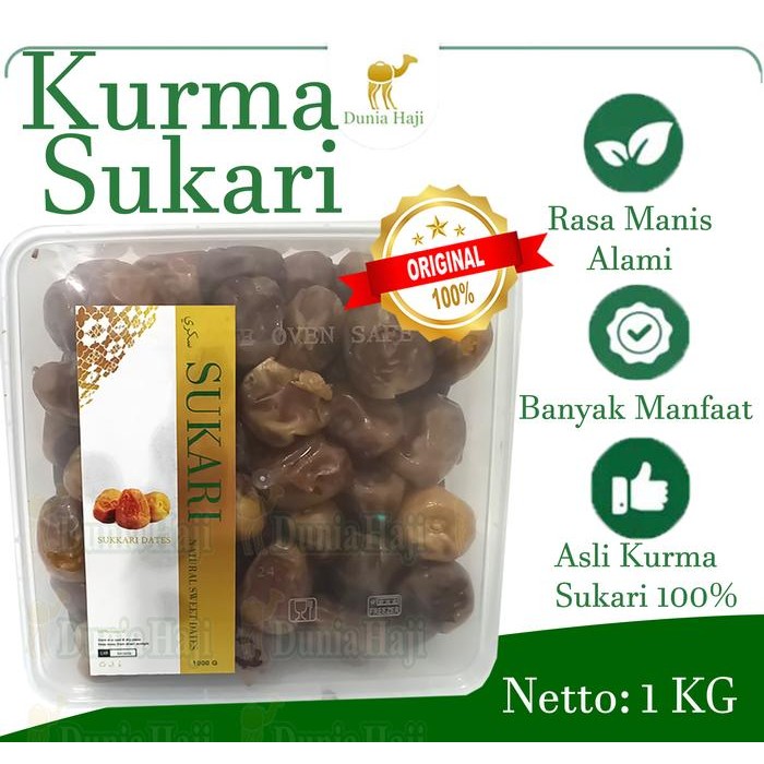 

Glx Kurma Sukari 1KG Asli Raja Sukkari Korma Basah Kemasan Thinwal Manis Legit 100% Original Madinah