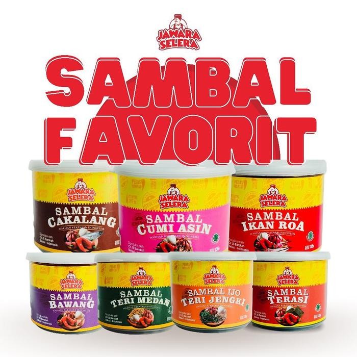

Glx SAMBAL JAWARA SELERA - SAMBAL IKAN ROA - CAKALANG - CUMI - TERI MEDAN - JENGKI BAWANG -TERASI