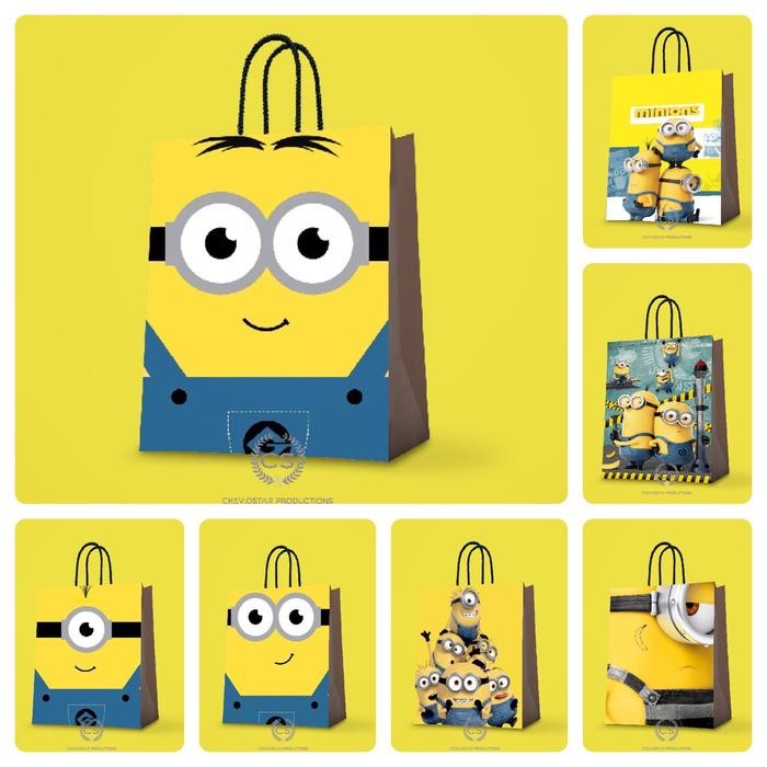 TERLARIS Paperbag minion Tas kado Tas kertas Goodie bag Hampers ultah anak READY STOCK