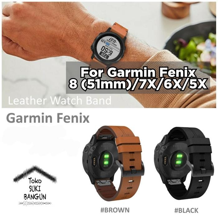 TALI JAM Garmin Fenix 6X Sapphire Pro Solar PU LEATHER Watch Strap