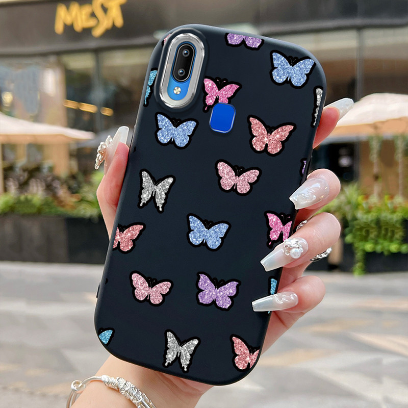 Casing Hp Untuk VIVO Y91 Y91i Y93 Y95 Case Casing kupu-kupu bulu HP Kesing Ponsel Softcase Silikon B