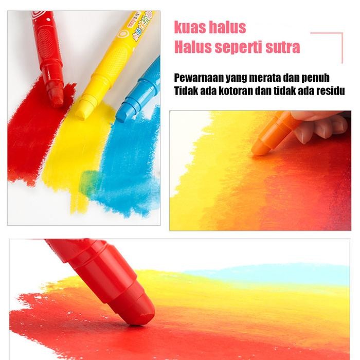 

Crayon Grasp Mata Besar 24/36/48 Warna Krayon Lembut Water Soluble Crayon Krayon Pensil Warna