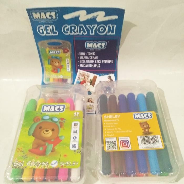 

Gel Crayon Macs 12 Warna Washable Non Toxic Bisa Untuk Face Painting Gratisongkir