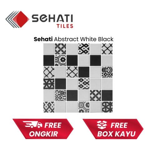 Keramik Motif Mozaik 30.6 x 30.6 Sehati Hitam Putih Abstrak