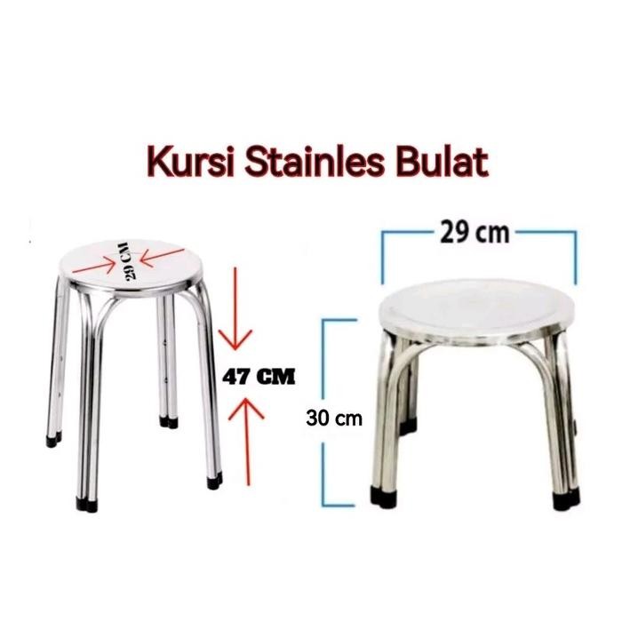 KURSI STAINLESS STEEL BULAT PENDEK 30 CM KURSI BAKSO Kokoh