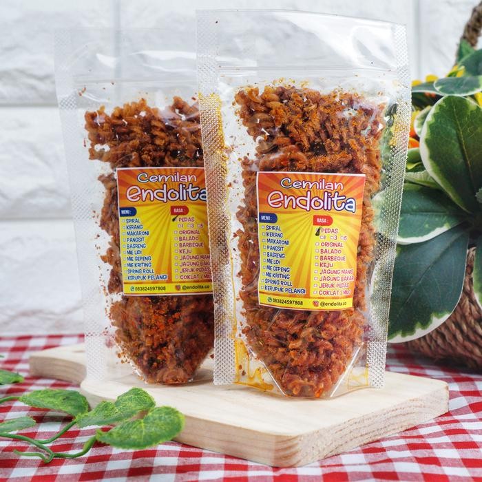 

Makaroni spiral pedas Cemilan Endolita kemasan 100gr