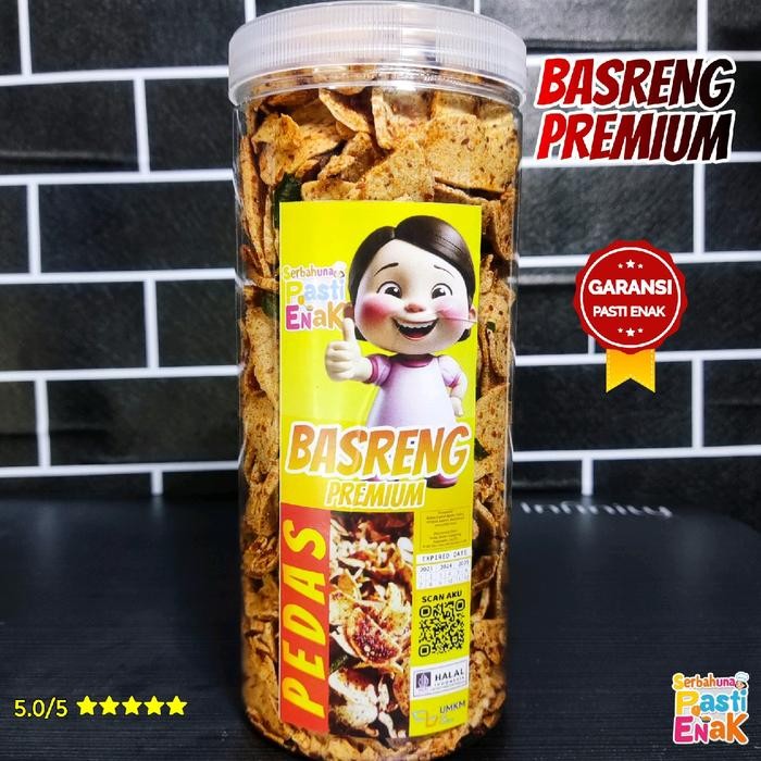 

Basreng Pipih Pedas Daun Jeruk Premium Kemasan Toples 1300ml - Food Snack Keripik cemilan