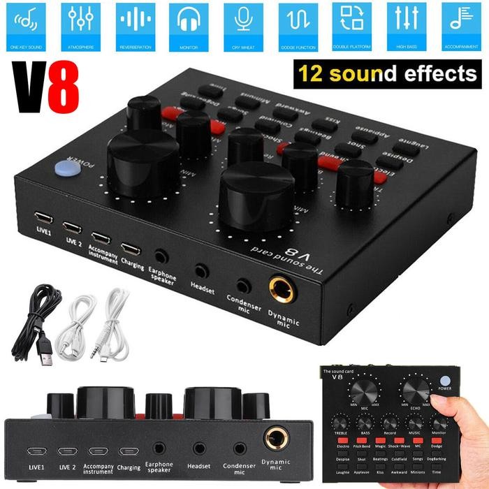 Sound card V8 Mixer SoundCard V8 MIXER Audio USB External Soundcard