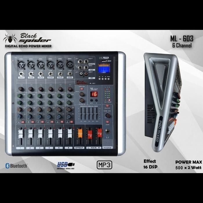 POWER MIXER BLACK SPIDER ML 603 BLACKSPIDER ML603 6 CHANNEL