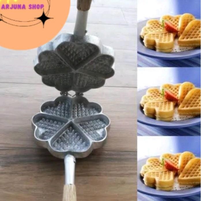 Cetakan Wafel Mini Cetakan Wafel Kompor Cetakan Wafel Anti Lengket Bahan Aluminium Cor *