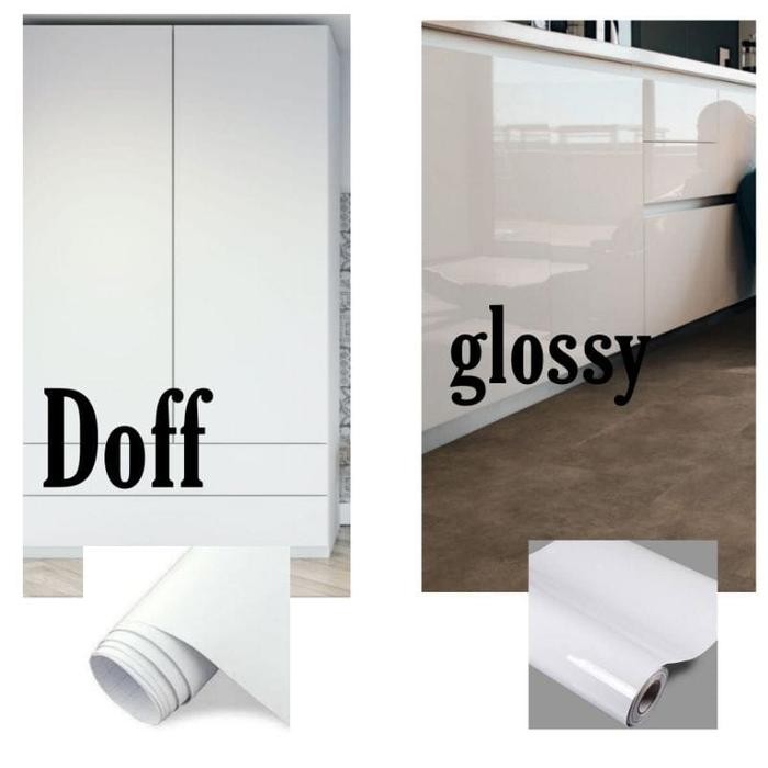 wallpaper sticker dinding putih polos glossy doff