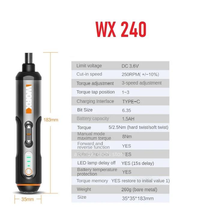 WORX 4V Electric Screwdriver Bit Set WX240/242 Precision - Obeng ni