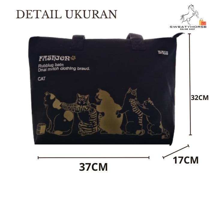 Tas Totebag Kanvas Fashion Wanita Totebag Bergambar Lucu Totebag Besar