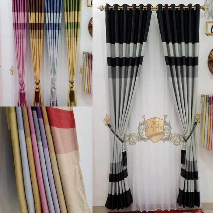 Gorden Polos Azura Blackout Premium Jendela Pintu 6 Gelombang Tinggi 250cm Lebar 100cm (masuk besi)