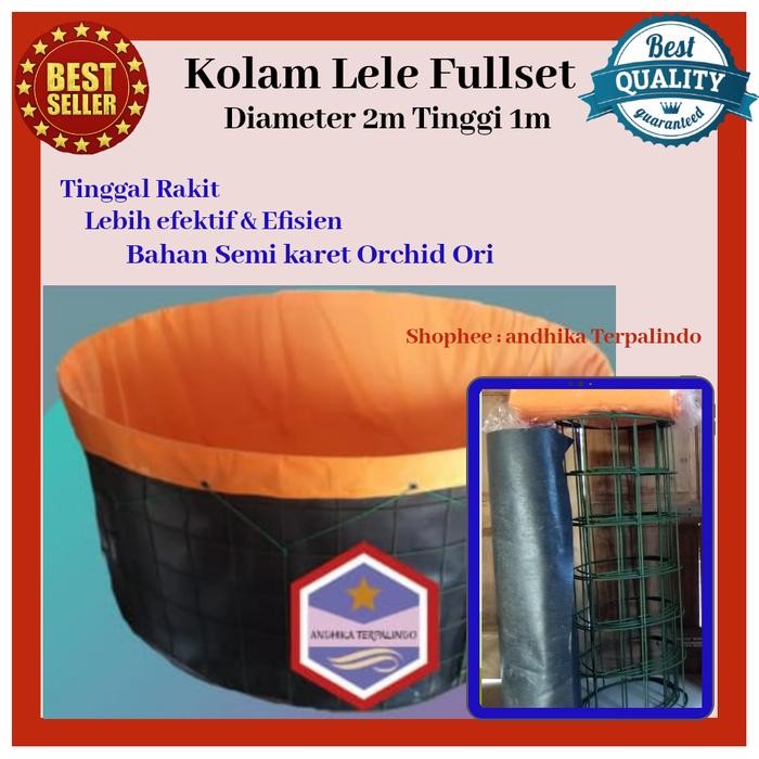 kolam terpal bulat Fullset D2T1m terpal kolam ikan kolam lele terpal