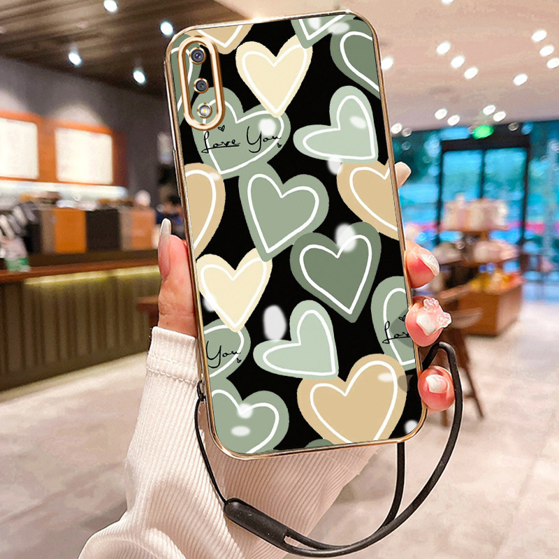 Casing Hp Untuk Samsung Galaxy A02 M02 A02s M02s F02s Case Softcase Hati hijau Kesing elektroplating