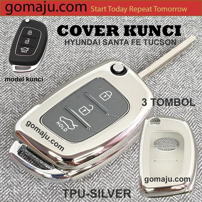 Cover Tpu Kunci Hyundai Santa Fe Kondom Case Kunci Tucson-Silver