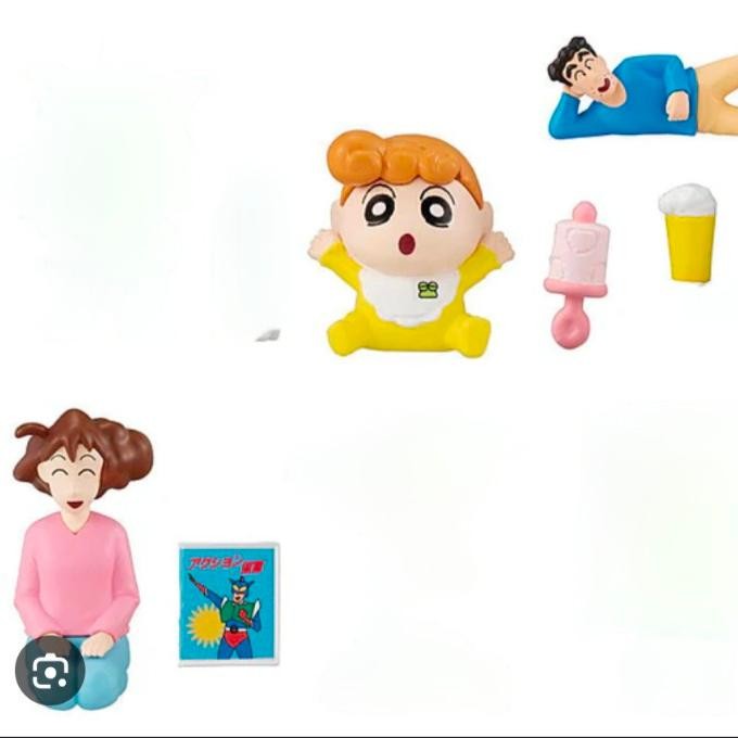 crayon Shinchan danran TV set 3 figure hiroshi misae himawari bandai gashapon capsule toy