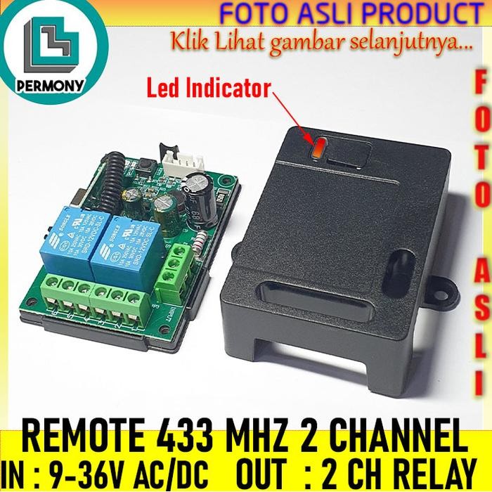 Relay Switch 433 Mhz 2Ch 433MHz 2 Ch Wireless RF Receiver 9-36V DC *