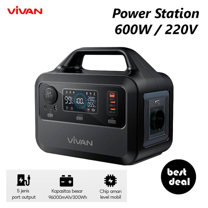 Vivan VPS-P300 Power Station 600W / 220V 96Mah 300Wh Powerbank Portable Charger Station Power Supply