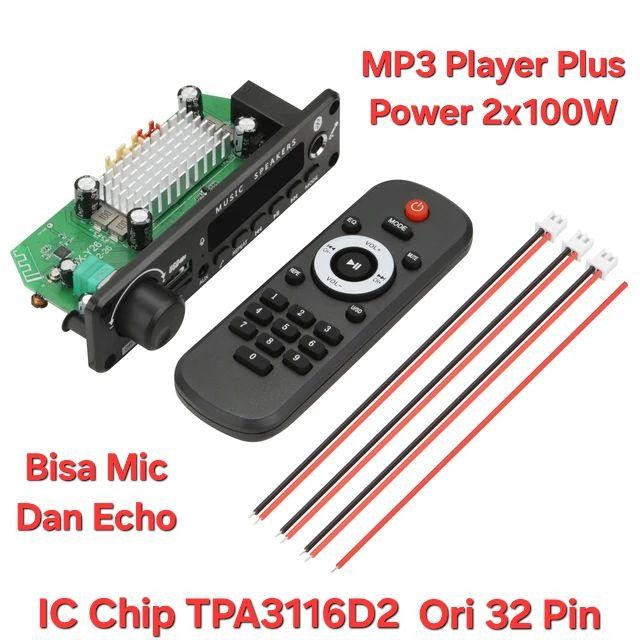 Modul Mp3 Player Stereo Bluetooth Plus Power 2x100W 200W Karaoke Mic Echo *