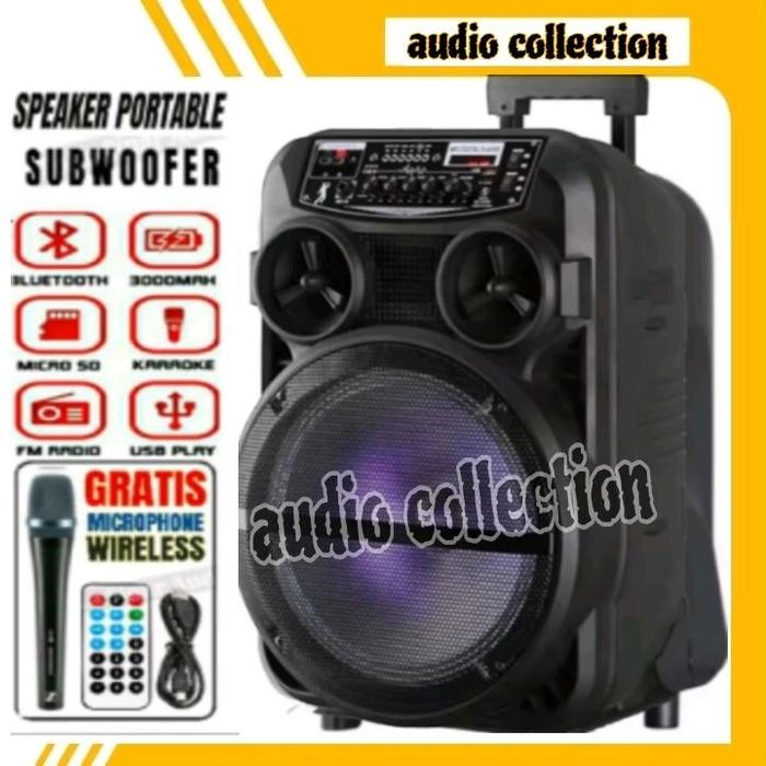 Speaker Bluetooth Karaoke Full Bass Ukuran Besar Bonus Mic Murah / Speaker Salon Aktif Polytron